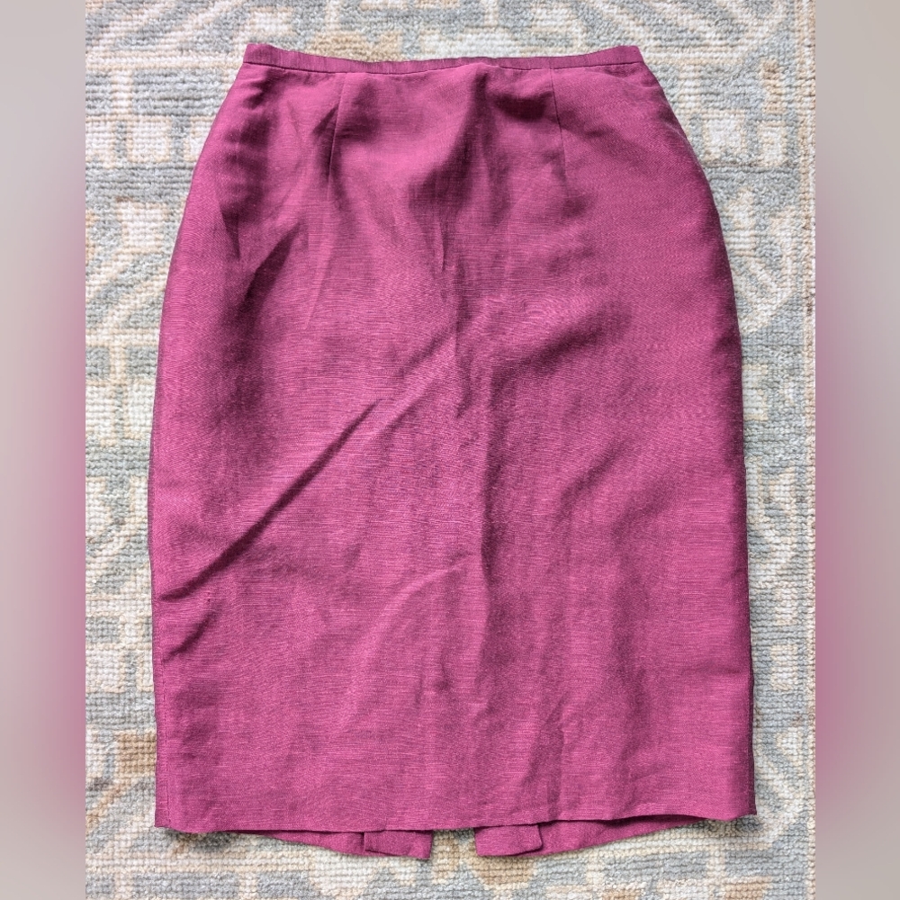 Vintage Dana Buchman Berry Purple Pink Linen Pencil Skirt